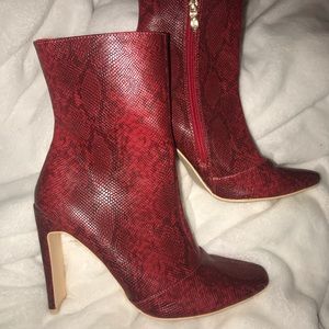 Snakeskin red booties!
